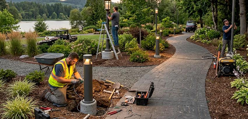 Landscape Post, Pole, and Bollard Lighting Installation in Fayetteville
